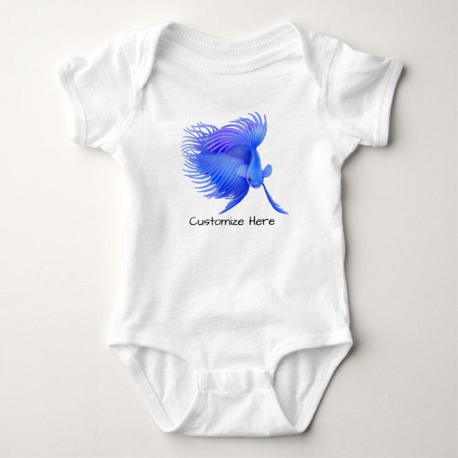 Big Blue Betta Fish Customisable One Pc Baby Bodysuit (Front)