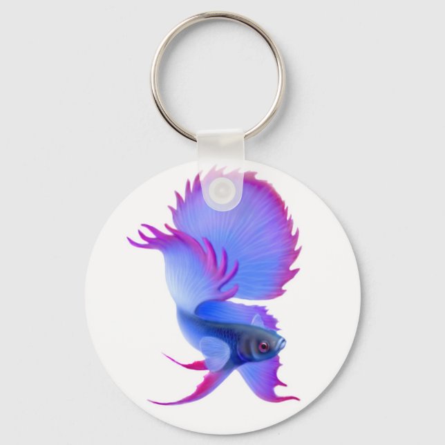 Big Blue Betta Fish Keychain (Front)