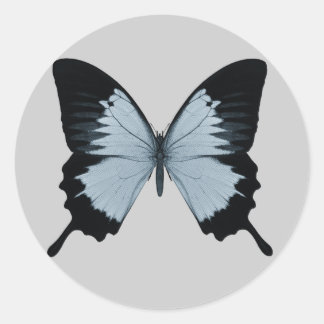 Big Blue & Black Butterfly Classic Round Sticker