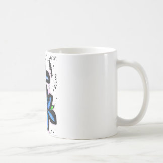 Big Blue Black Flowers Coffee Mug