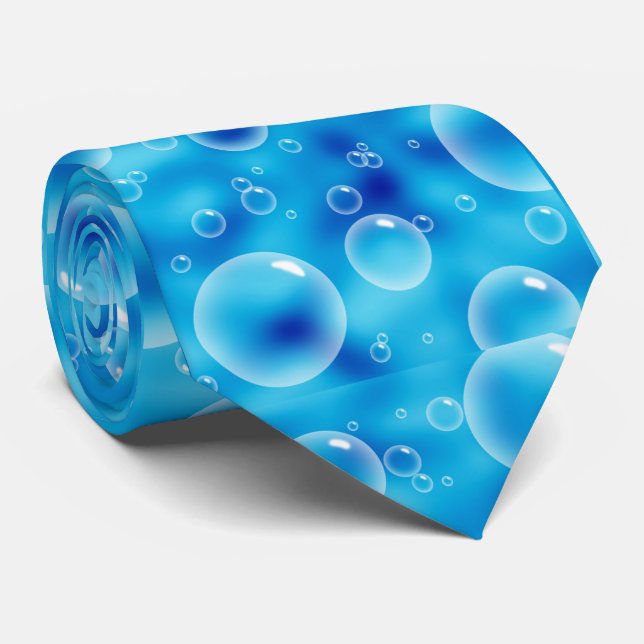 Big Blue Bubbles Tie (Rolled)
