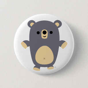 Big Blue Cartoon Bear button badge