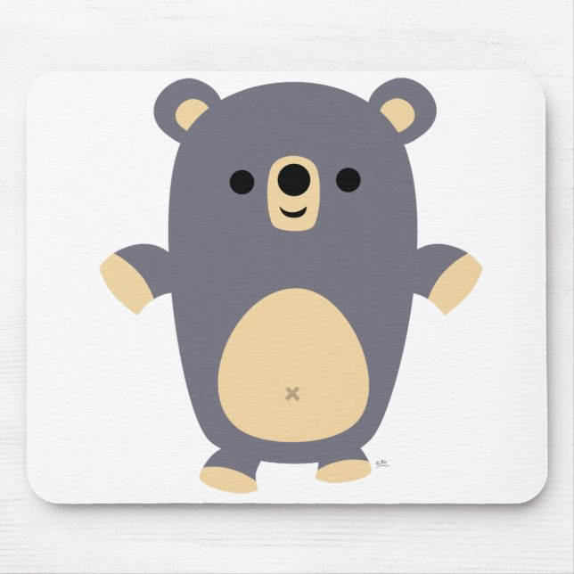 Big Blue Cartoon Bear  mousepad (Front)