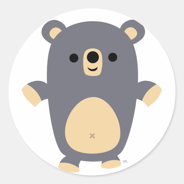 Big Blue Cartoon Bear sticker (Front)