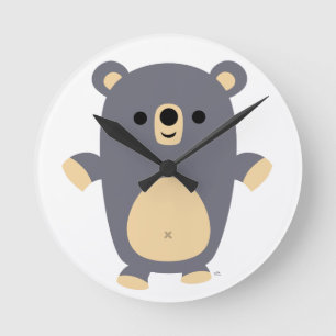 Big Blue Cartoon Bear Wall Clock