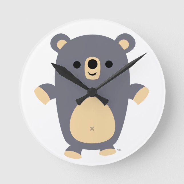 Big Blue Cartoon Bear Wall Clock (Front)