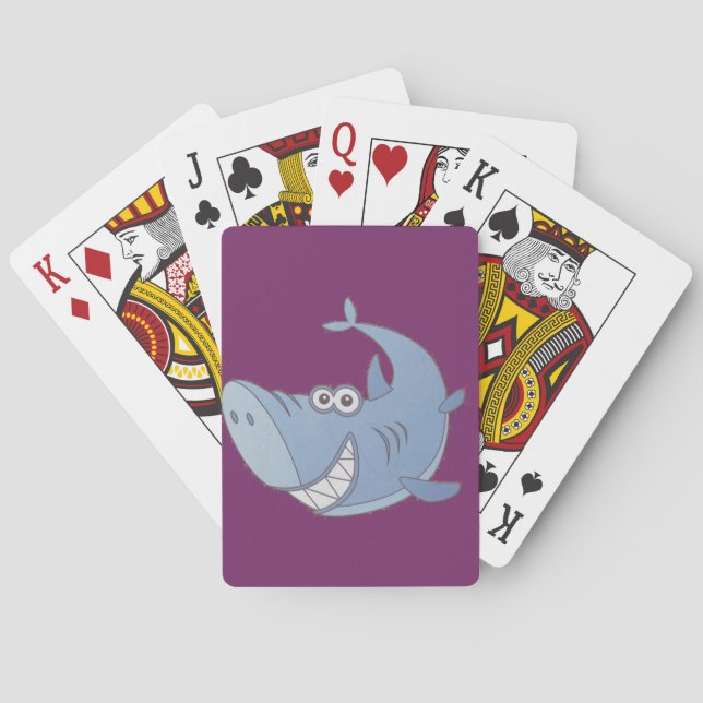 Big Blue Cartoon Shark Playing Cards (Back)