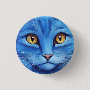 Big Blue Cat. 3 Cm Round Badge