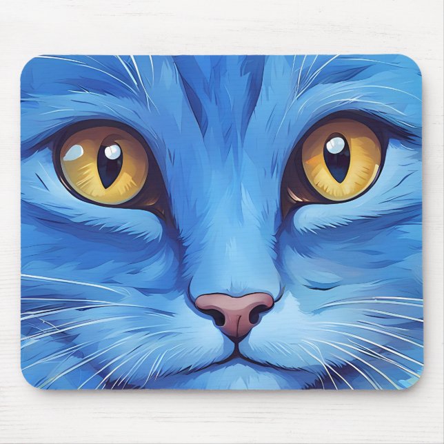 Big Blue Cat Mouse Mat (Front)