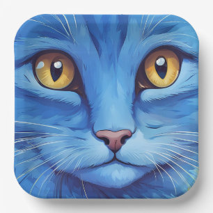 Big Blue Cat Paper Plate