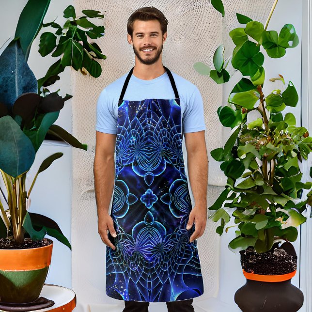 Big Blue Electric Galactic Geometry Apron (Creator Uploaded)