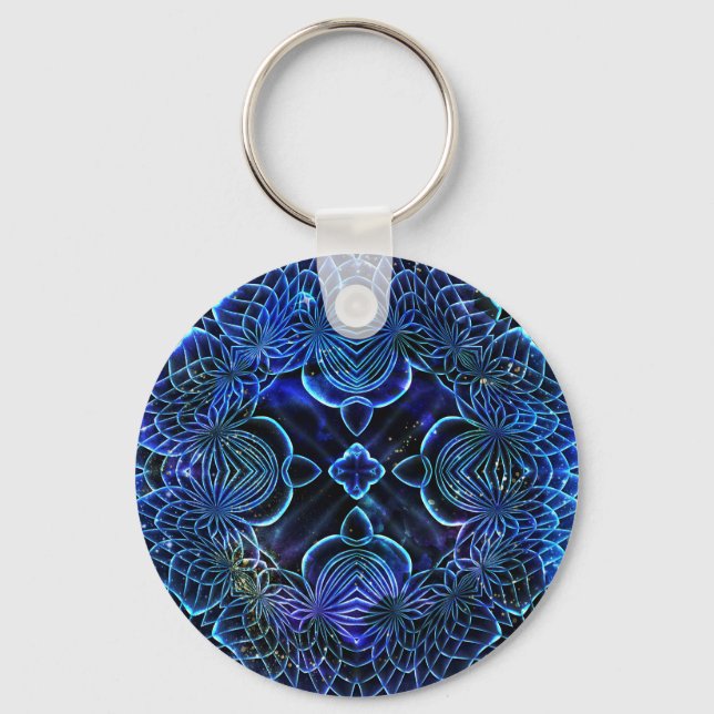 Big Blue Electric Galactic Geometry Key Ring (Front)