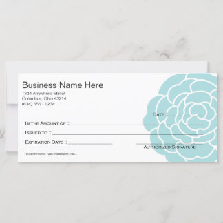 Big Blue Flower Gift Certificate Design 3