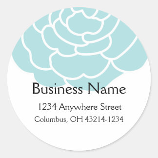 Big Blue Flower Round Address Labels