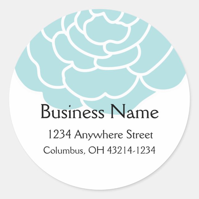 Big Blue Flower Round Address Labels (Front)
