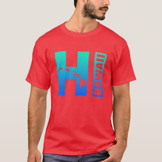 Big Blue Hawaii Distressed Design T-Shirt