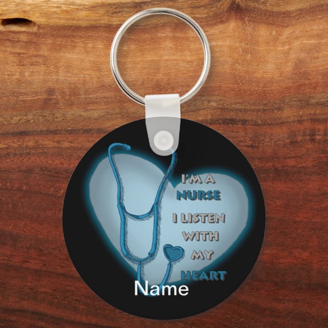Big blue heart nurse  key ring (Front)