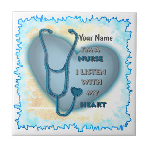 Big blue heart nurse tile