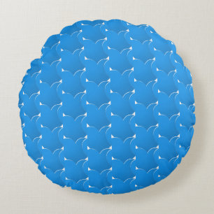 Big blue Hearts pattern Love Valentine's day Round Cushion