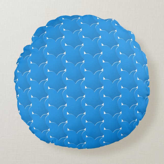 Big blue Hearts pattern Love Valentine's day Round Cushion (Front)