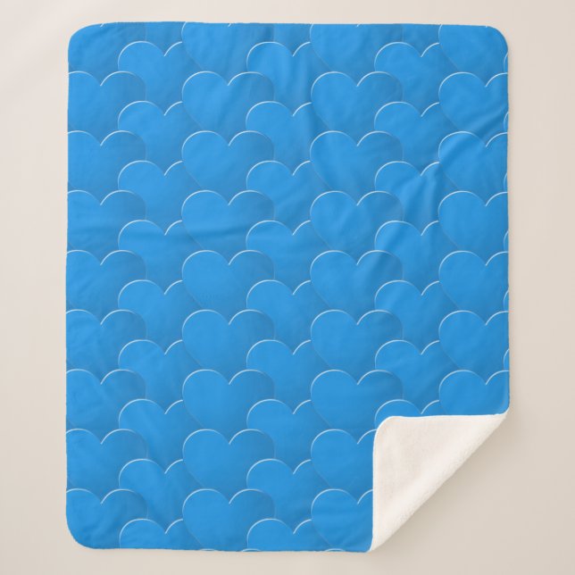 Big blue Hearts pattern Love Valentine's day Sherpa Blanket (Front)