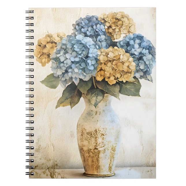 Big Blue Hydrangea Flowers Notebook (Front)