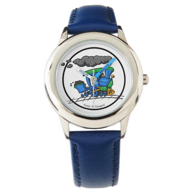 Big Blue Logo Watch with Blue Minute Ring (Front)