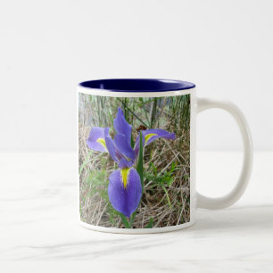 Big Blue Louisiana Iris Two-Tone Coffee Mug