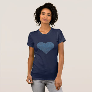 Big Blue Patterned Heart T-Shirt