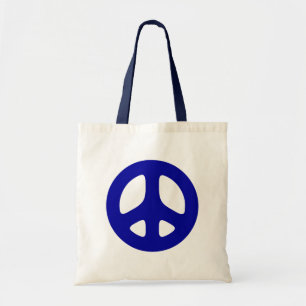 Big Blue Peace Sign Beach Tote Bag