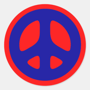 Big Blue Peace Sign Round Sticker