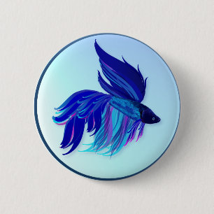 Big Blue Siamese Fighting Fish  Buttons