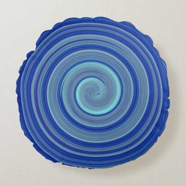 Big blue spiral round cushion (Front)