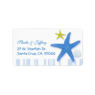 Big Blue Starfish Beach Wedding Address Label