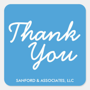 Big blue Thank You in cursive business etiquette Square Sticker