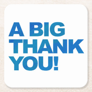 Big Blue Thank You Square Paper Coaster