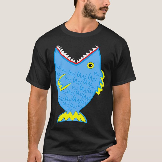 Big blue toothy fish T-Shirt (Front)