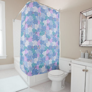 Big Blue Violet Floral Shower Curtain