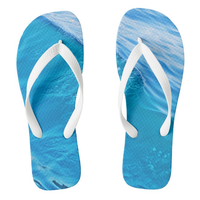 Big blue water wave flip flops (Footbed)