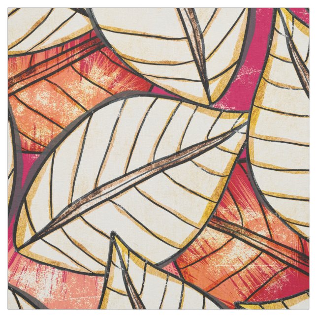 Big Bold African Print Leaf Pattern Fabric (Swatch)