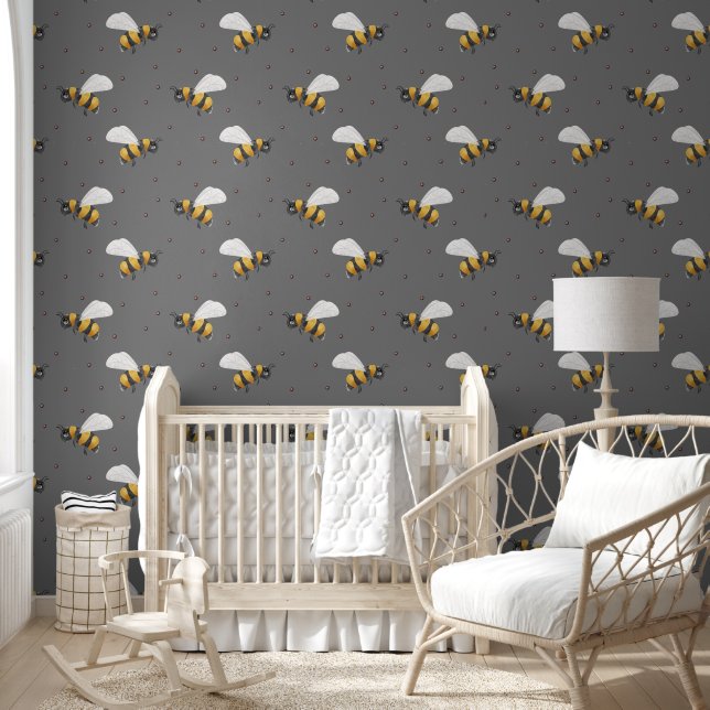 Big Bold Bee Pattern Wallpaper (Kids)