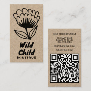 BIG BOLD BLOOM Rustic Minimal Floral QR code Business Card