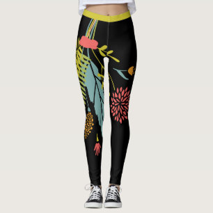 Big Bold Colourful Stylised Flowers Leggings