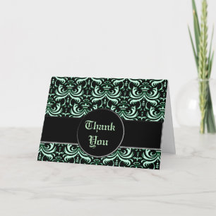 Big Bold Damask (Apple Green) Thank You Card