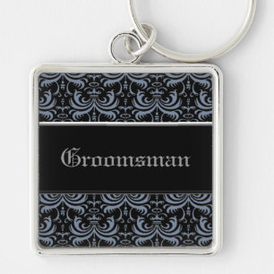 Big Bold Damask (Smokey Blue) Key Ring