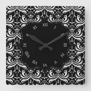 Big Bold Damask (White) Square Wall Clock