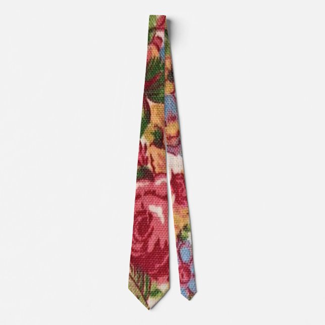 "Big Bold Floral" Trendy Modern Men's Tie (Front)