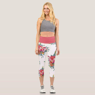 Big Bold Flower Pattern   Capri Leggings