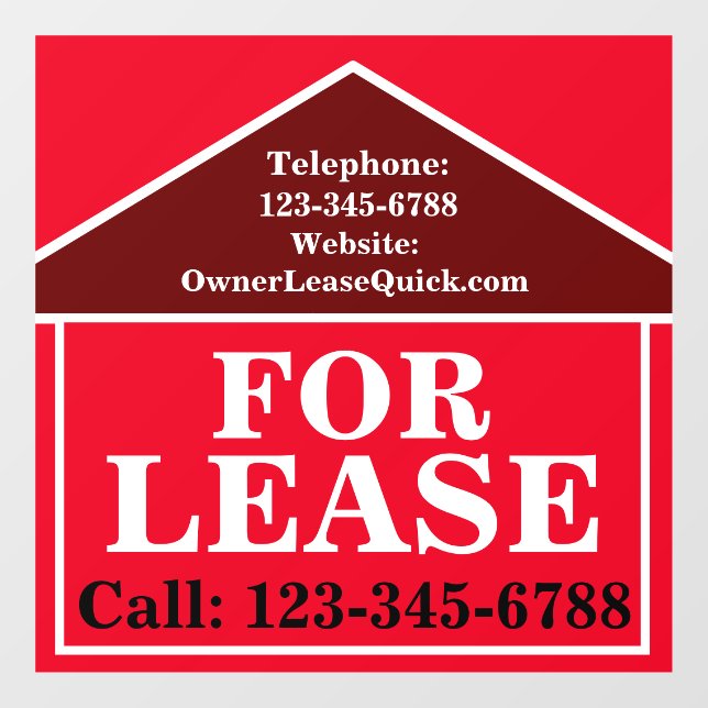 BIG BOLD FOR LEASE Advertisement Real Estate Window Cling (Sheet)