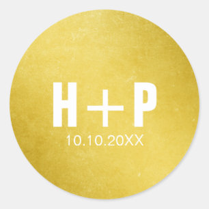 Big Bold Gold Wedding Classic Round Sticker
